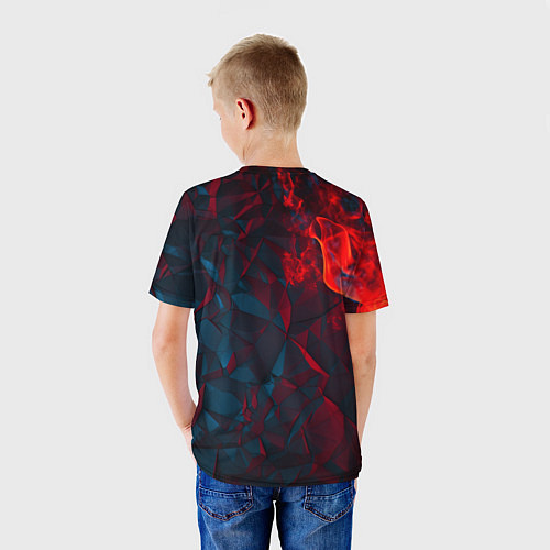 Детская футболка Темная абстракция с разломом красных плит / 3D-принт – фото 4