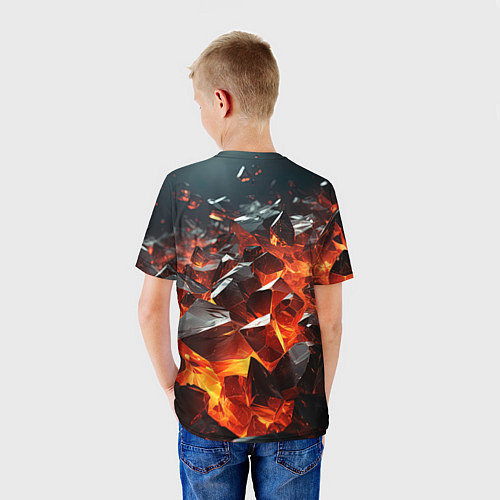 Детская футболка Взрыв камней в красном неоне / 3D-принт – фото 4