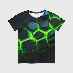 Детская футболка Зеленый неон и разлом плит