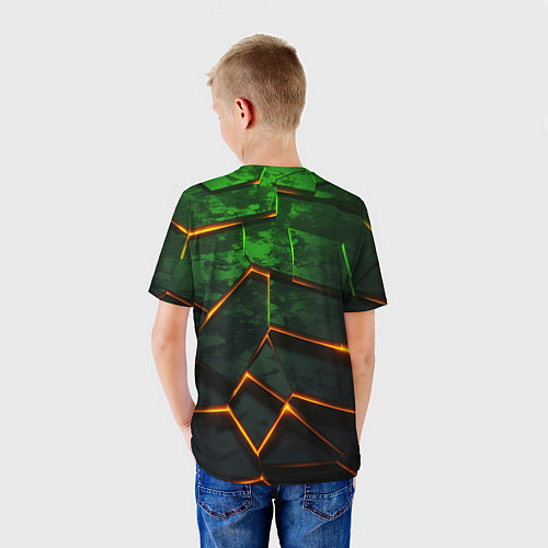 Детская футболка Неоновая яркая геометрическая абстракция со светом / 3D-принт – фото 4