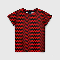 Детская футболка Красно-чёрный волнистые линии