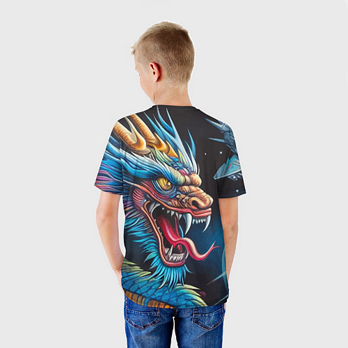 Детская футболка Фантастический космический дракон - нейросеть / 3D-принт – фото 4