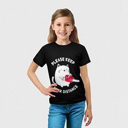 Футболка детская Белый кот с электропилой, цвет: 3D-принт — фото 2