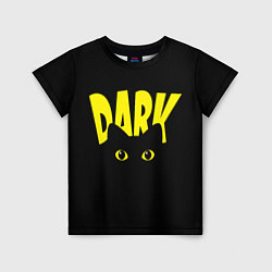 Детская футболка Черный кот светящиеся глаза - dark