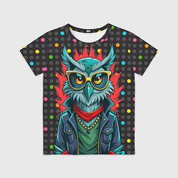 Футболка детская Сова в одежде на стиле, цвет: 3D-принт