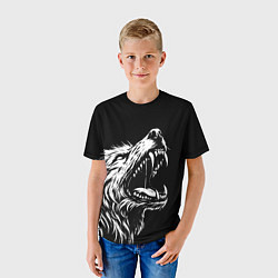 Футболка детская Волчий оскал - арт, цвет: 3D-принт — фото 2