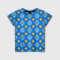 Детская футболка Этнические ромбики на синем