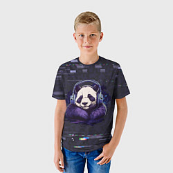 Футболка детская Панда в наушниках слушает музыку, цвет: 3D-принт — фото 2