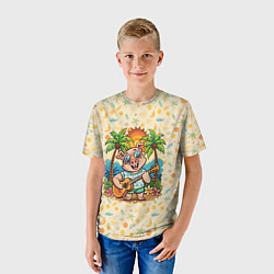 Футболка детская Свинья с гитарой жаркое лето, цвет: 3D-принт — фото 2