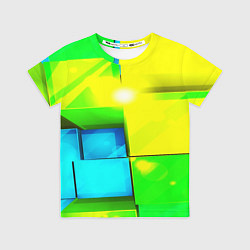 Детская футболка Зелёные кубы разломы