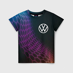 Футболка детская Volkswagen neon hexagon, цвет: 3D-принт