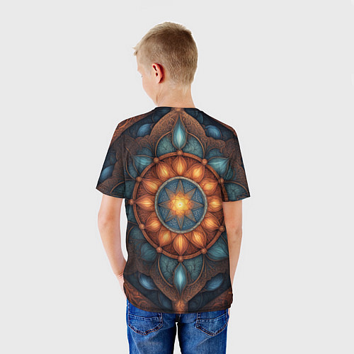 Детская футболка Симметричный орнамент - мандала узор со светящейся / 3D-принт – фото 4