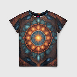 Детская футболка Симметричный орнамент - мандала узор со светящейся
