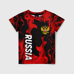 Детская футболка Россия герб в огне