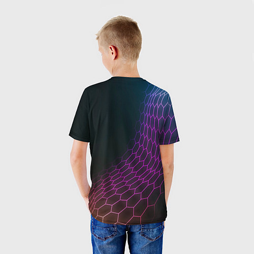 Детская футболка Jaguar neon hexagon / 3D-принт – фото 4