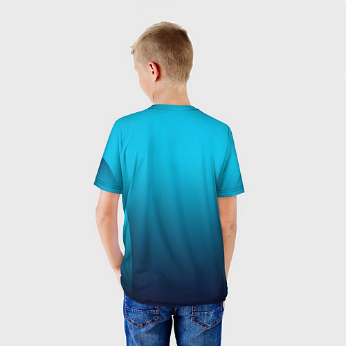 Детская футболка Яркий голубой с синим градиент комбинированный кро / 3D-принт – фото 4