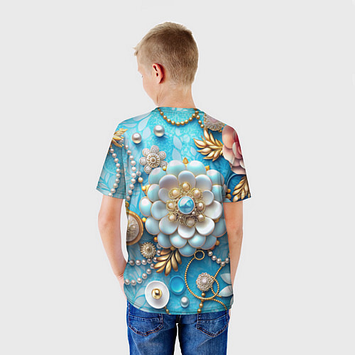 Детская футболка Цветы и жемчуг / 3D-принт – фото 4