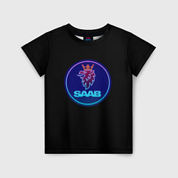 Детская футболка Saab logo neon