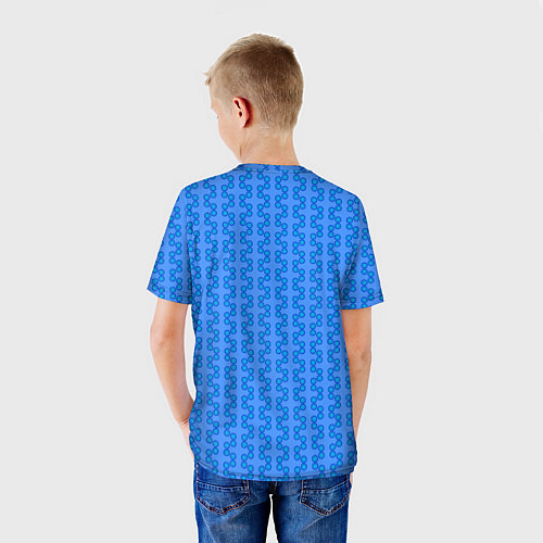 Детская футболка Голубой паттерн цепочки / 3D-принт – фото 4