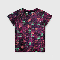 Детская футболка Тёмный пурпурный текстурированный кубики