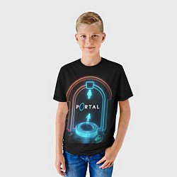 Футболка детская Portal neon style logo, цвет: 3D-принт — фото 2