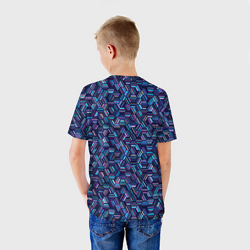 Детская футболка Геометрический шестиугольный орнамент / 3D-принт – фото 4