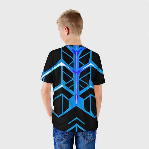 Детская футболка Blue lines on a black background / 3D-принт – фото 4