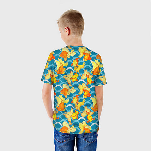 Детская футболка Разноцветные золотые рыбки / 3D-принт – фото 4