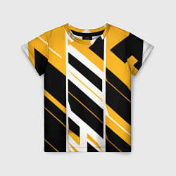 Детская футболка Black and yellow stripes on a white background