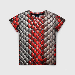 Детская футболка Змеиная объемная текстурная красная шкура