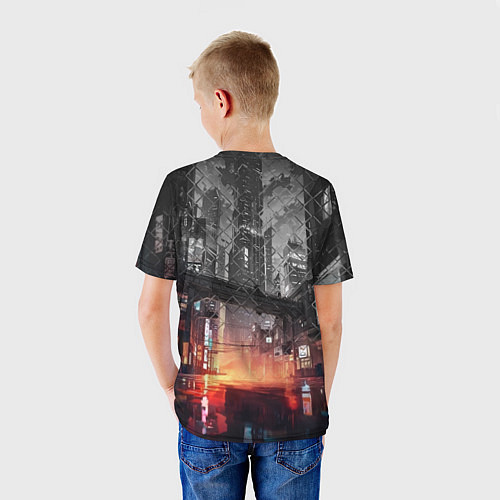 Детская футболка Спорткар на ночной улице / 3D-принт – фото 4