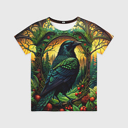 Детская футболка Скандинавский ворон лесной узор