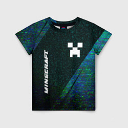 Детская футболка Minecraft glitch blue