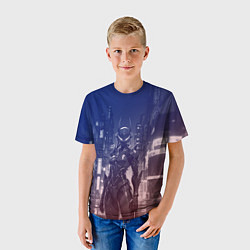 Футболка детская Девушка-киборг в футуристичной броне, цвет: 3D-принт — фото 2
