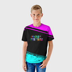Футболка детская Among us neon colors, цвет: 3D-принт — фото 2