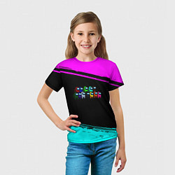 Футболка детская Among us neon colors, цвет: 3D-принт — фото 2