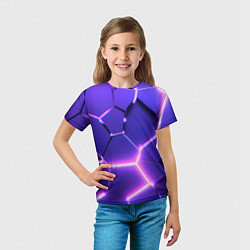Футболка детская Фиолетовые плиты с розовым свечением, цвет: 3D-принт — фото 2