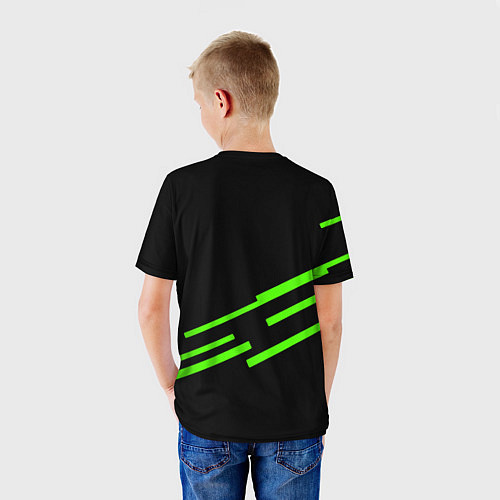 Детская футболка Razer line green / 3D-принт – фото 4