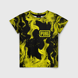 Детская футболка PUBG жёлтый огонь