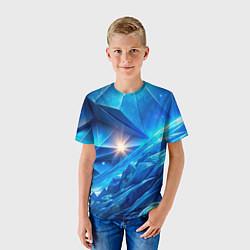 Футболка детская Синяя объемная абстракция со вспышкой, цвет: 3D-принт — фото 2