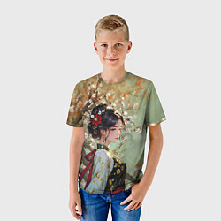 Футболка детская Девушка по сакурой, цвет: 3D-принт — фото 2