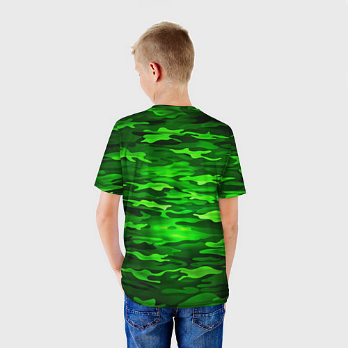 Детская футболка Зелёные водоросли-камуфляж / 3D-принт – фото 4