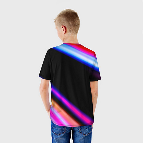 Детская футболка Portal fast light neon stripes / 3D-принт – фото 4