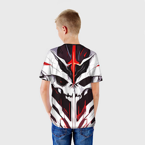 Детская футболка Абстрактный белый череп и красные полосы / 3D-принт – фото 4