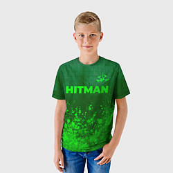 Футболка детская Hitman - green gradient посередине, цвет: 3D-принт — фото 2