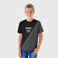 Футболка детская Opel чёрно-белый шахматка, цвет: 3D-принт — фото 2