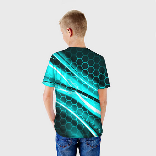 Детская футболка Неоновая броня абстракция / 3D-принт – фото 4