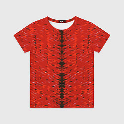 Детская футболка Чёрная вертикальная полоса на красном фоне