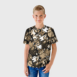 Футболка детская Персонажи Among us в бежевом тоне, цвет: 3D-принт — фото 2