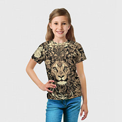 Футболка детская Лев среди узоров из цветов, цвет: 3D-принт — фото 2